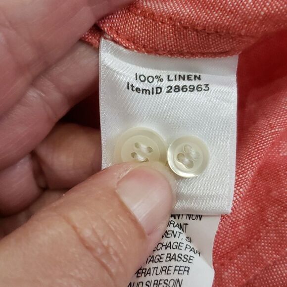 LL Bean Signature Shirt Men's 100% Linen Long Sleeve Red Heathered Button Down - Picture 5 of 6